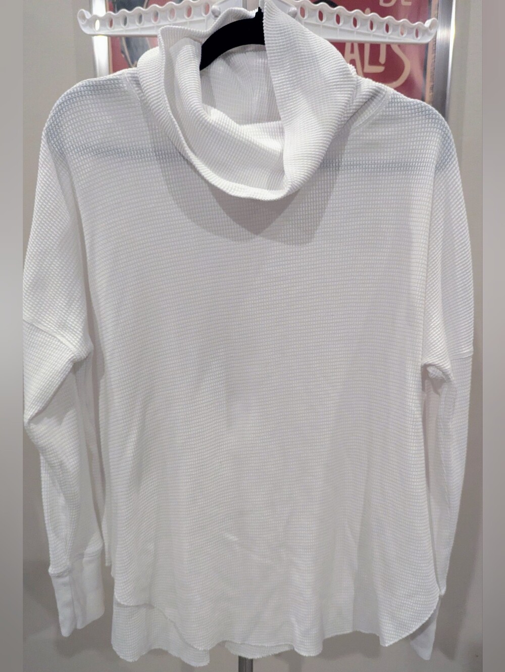 $20 Babaton/Aritzia Size L - Porter Thermal Waffle Cowl Neck White EUC